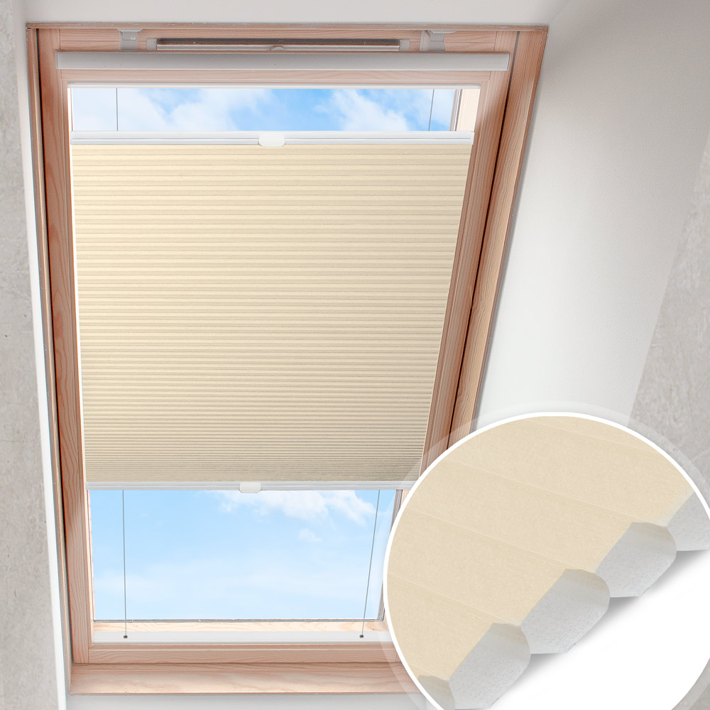Dachfensterplissee Hellbeige | Wabe