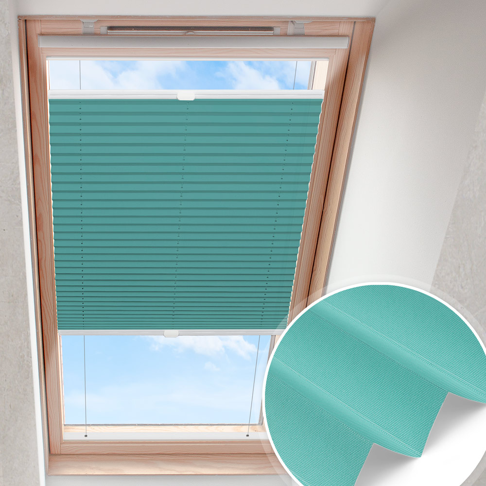 Dachfensterplissee Türkis | blickdicht