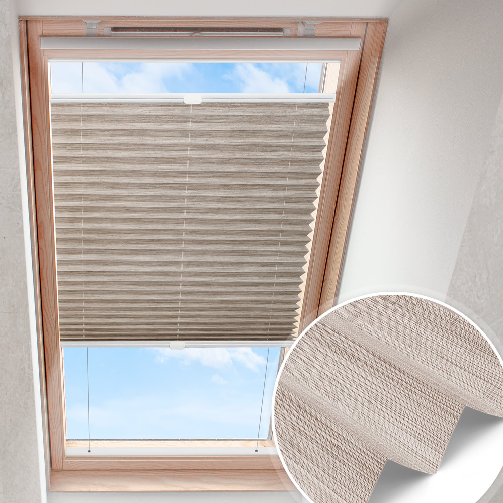 Dachfensterplissee Dunkelbeige | gemustert