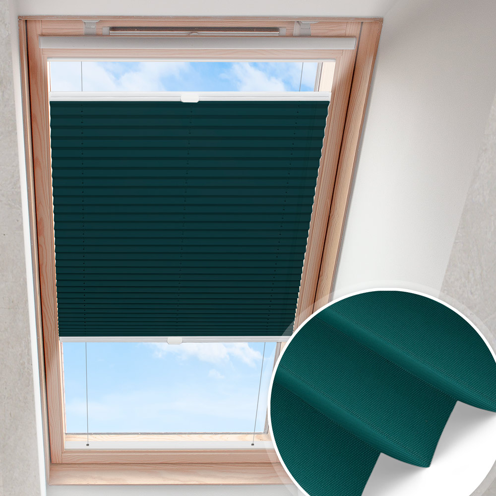 Dachfensterplissee Dunkelgrün | blickdicht