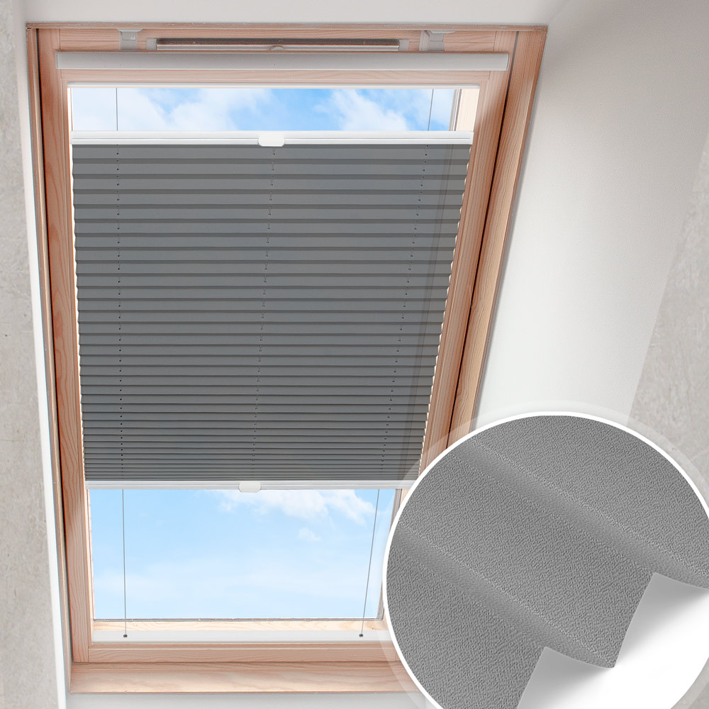 Dachfensterplissee Mausgrau | blickdicht