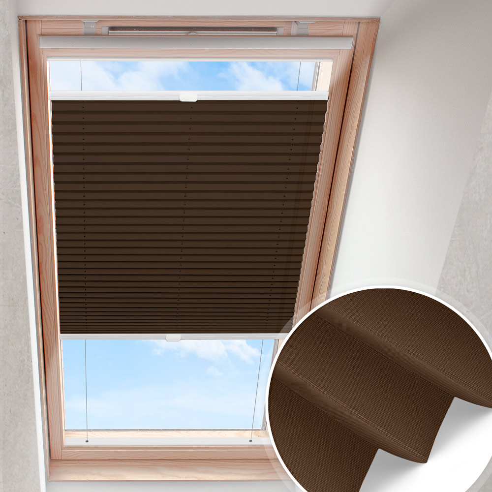 Dachfensterplissee Dunkelbraun | blickdicht