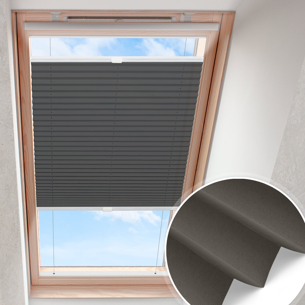 Dachfensterplissee Dunkelgrau | blickdicht