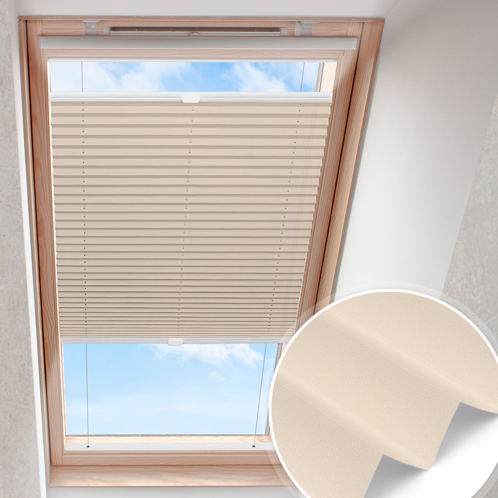 Dachfensterplissee Beige | blickdicht
