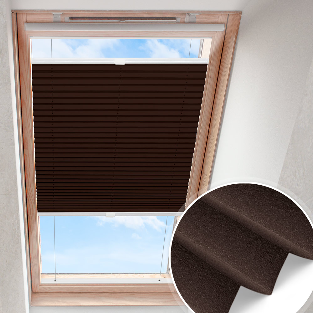 Dachfensterplissee Tiefbraun | blickdicht