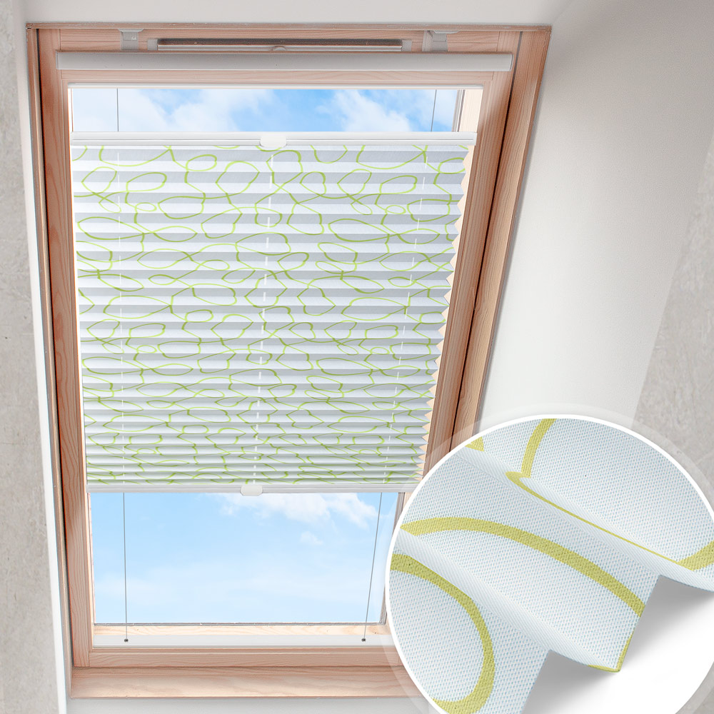 Dachfensterplissee Weiß | transparent gemustert